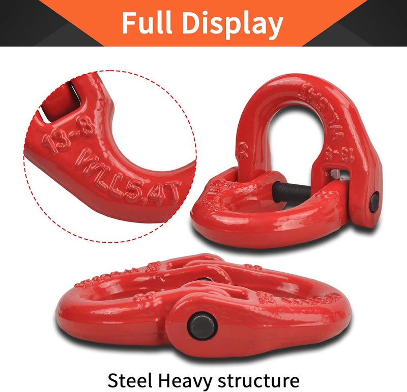 TBAPFS 1/2" Grade 80 Alloy Steel Hammerlock Coupling Link, Tow Hitch Hammer Lock Safety Trailer Chain Adapter Connector Link for Heavy Super Duty Truck Chain Hitch, 12000 Lbs Work Load Limit - Red - Image 3